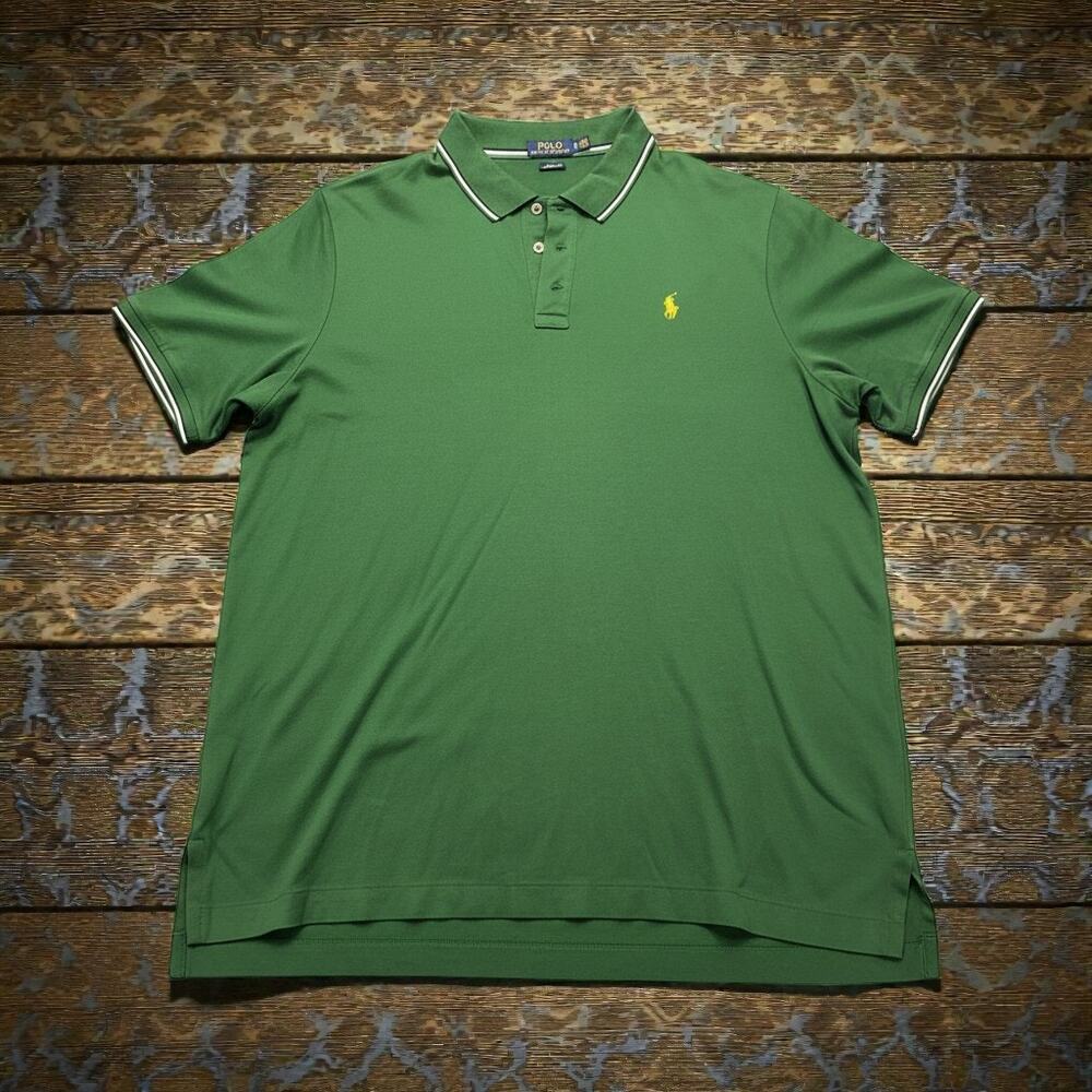 Polo Ralph Lauren Men’s Green Polo Shirt Yellow Pony Short Sleeve